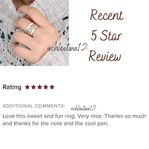 COPY - 925 Sterling Silver Spinner Ring Brass Hearts Fidget Ring, Hand Hammered… - Picture 7 of 8